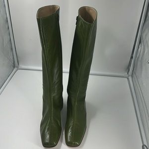 Valentino Garavani Green knee high leather boots.